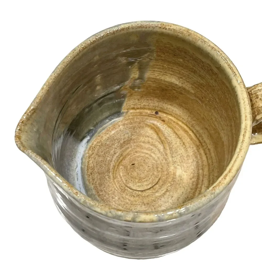 Vintage Pitcher Creamer Glazed Stoneware Signed Marked BC Heavy Pottery B.C.